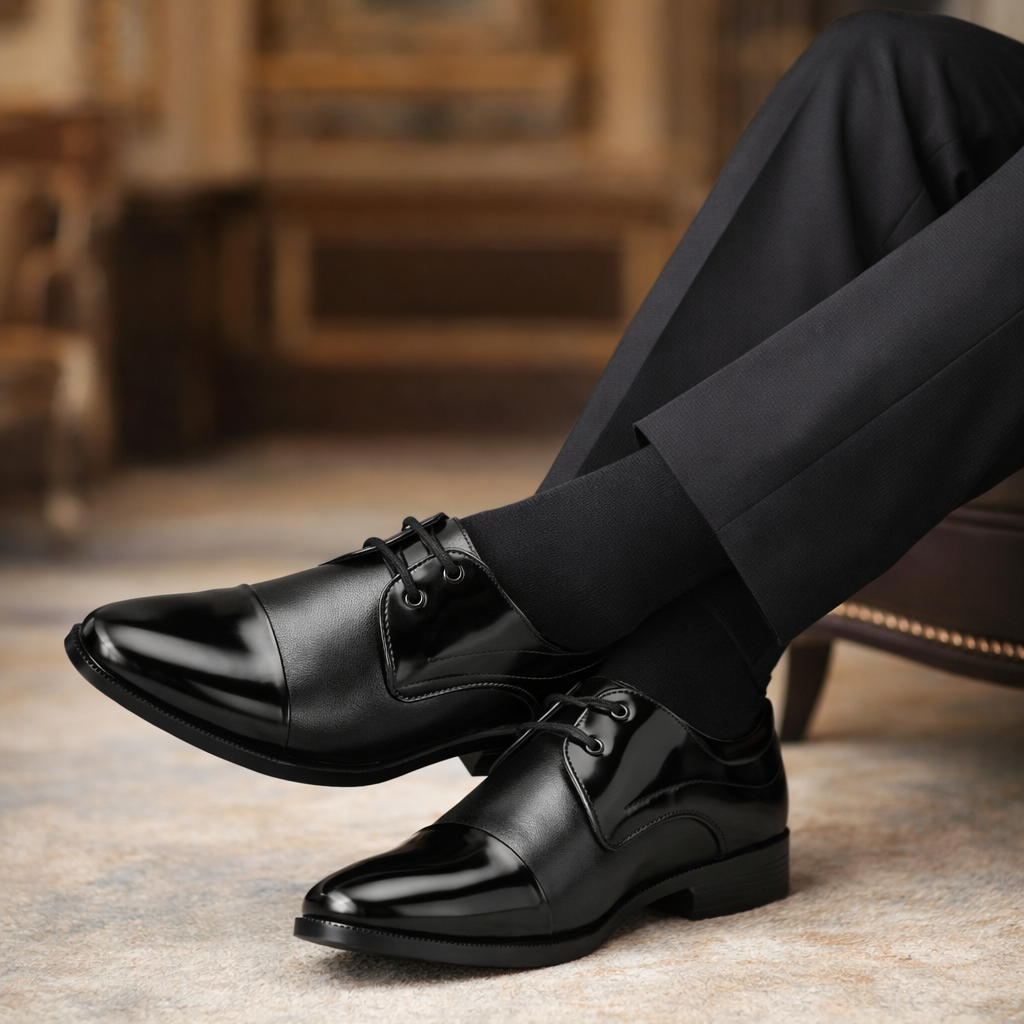 DYXX Black Derby Formal Shoe – Classic Men's Lace-Up Office Wear