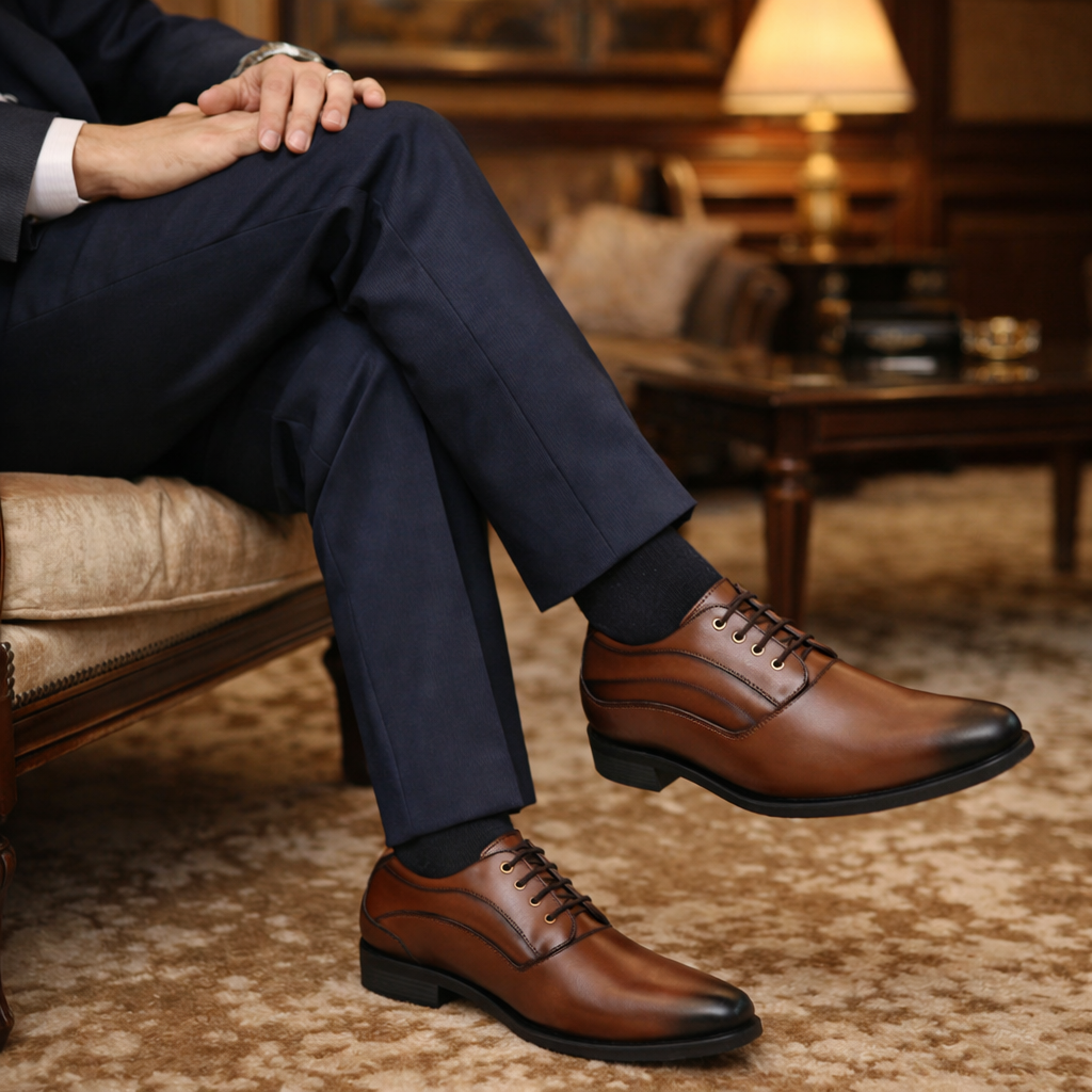 Men's Brown Leather Derby Dress Shoe