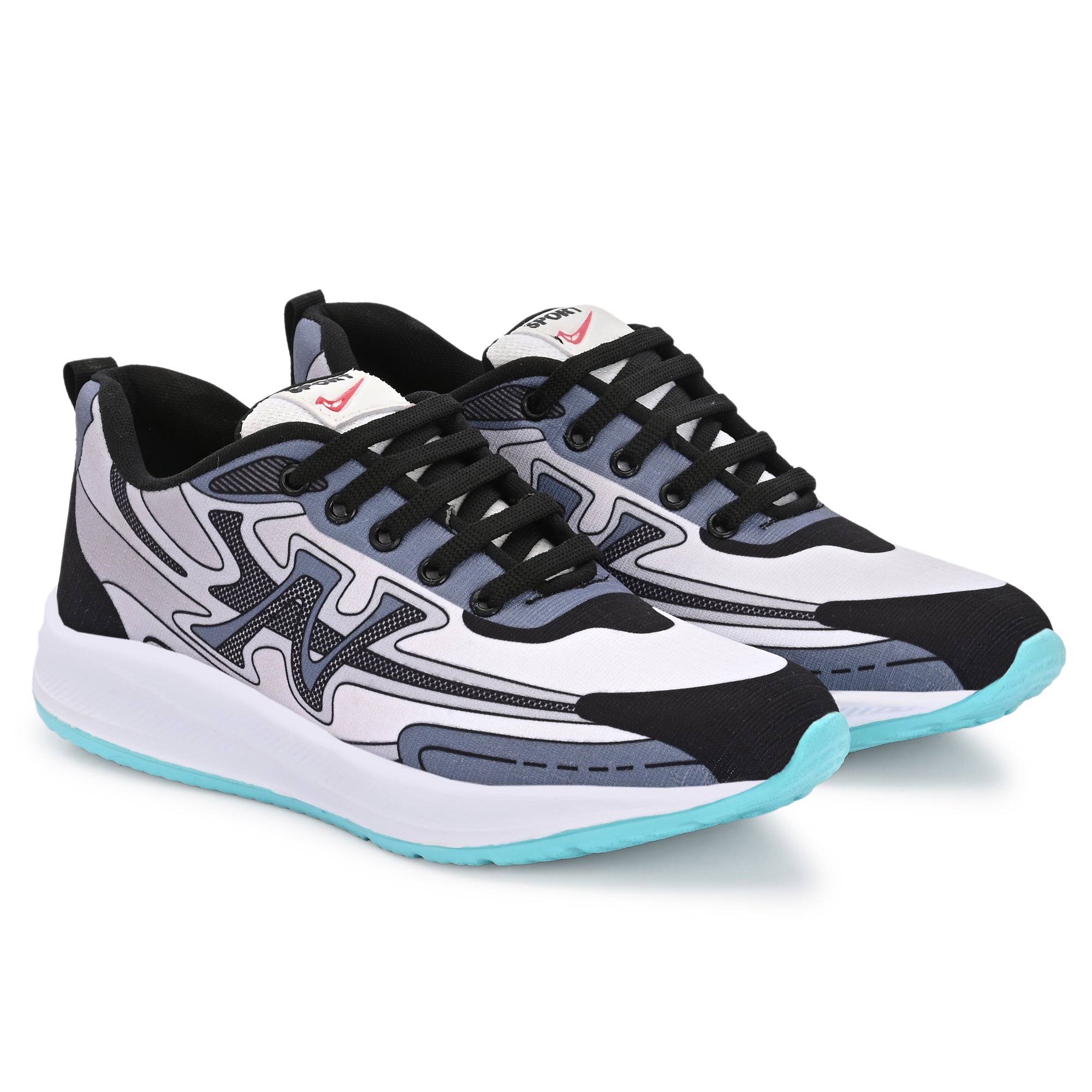 DYXX Abstract Sport Sneaker – White, Black & Blue