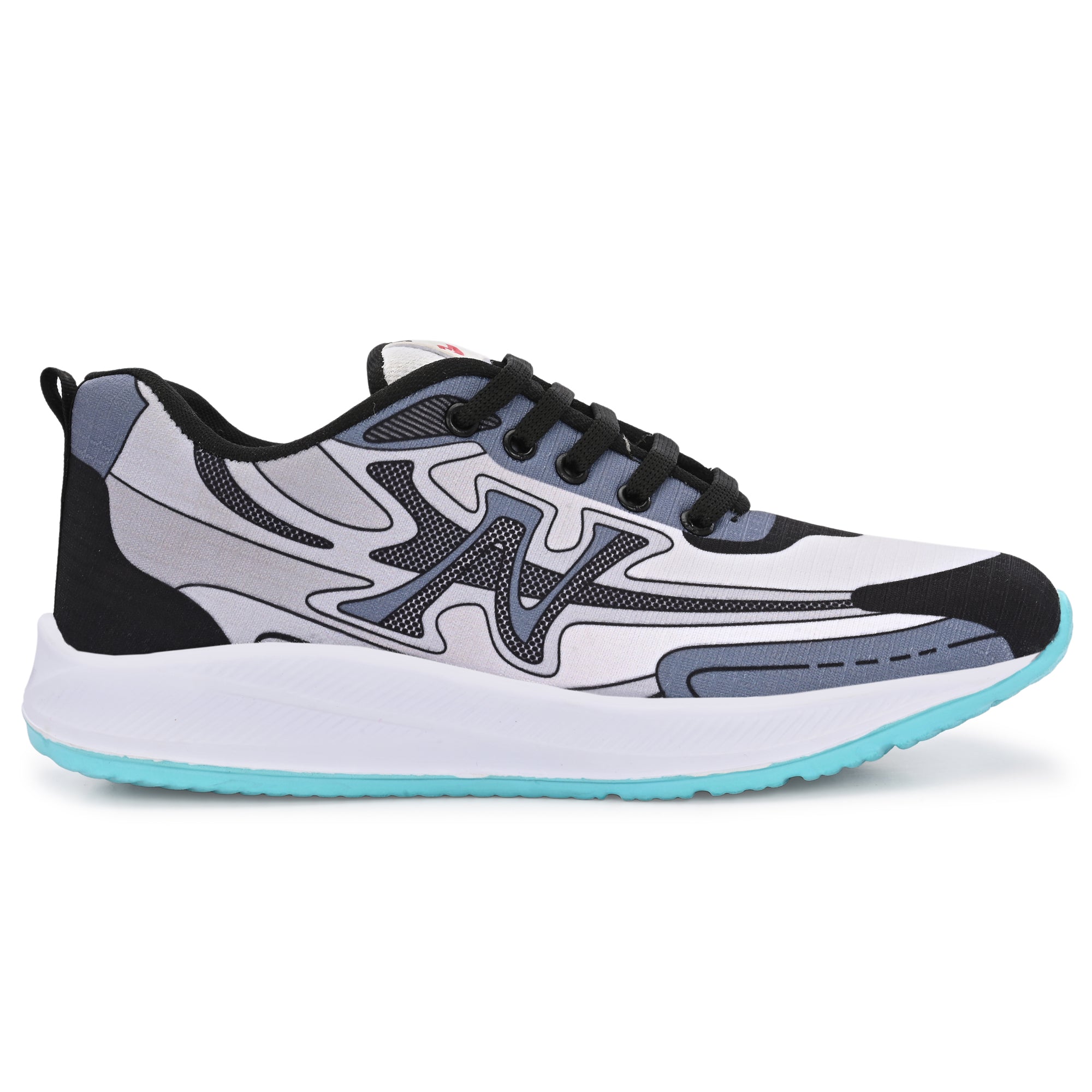 DYXX Abstract Sport Sneaker – White, Black & Blue