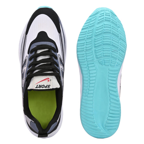 DYXX Abstract Sport Sneaker – White, Black & Blue