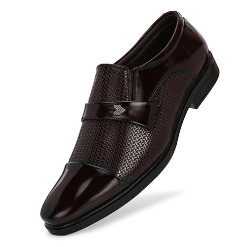 DYXX Brown Patent Slip-On Formal Shoe – Premium Men's Office Wear