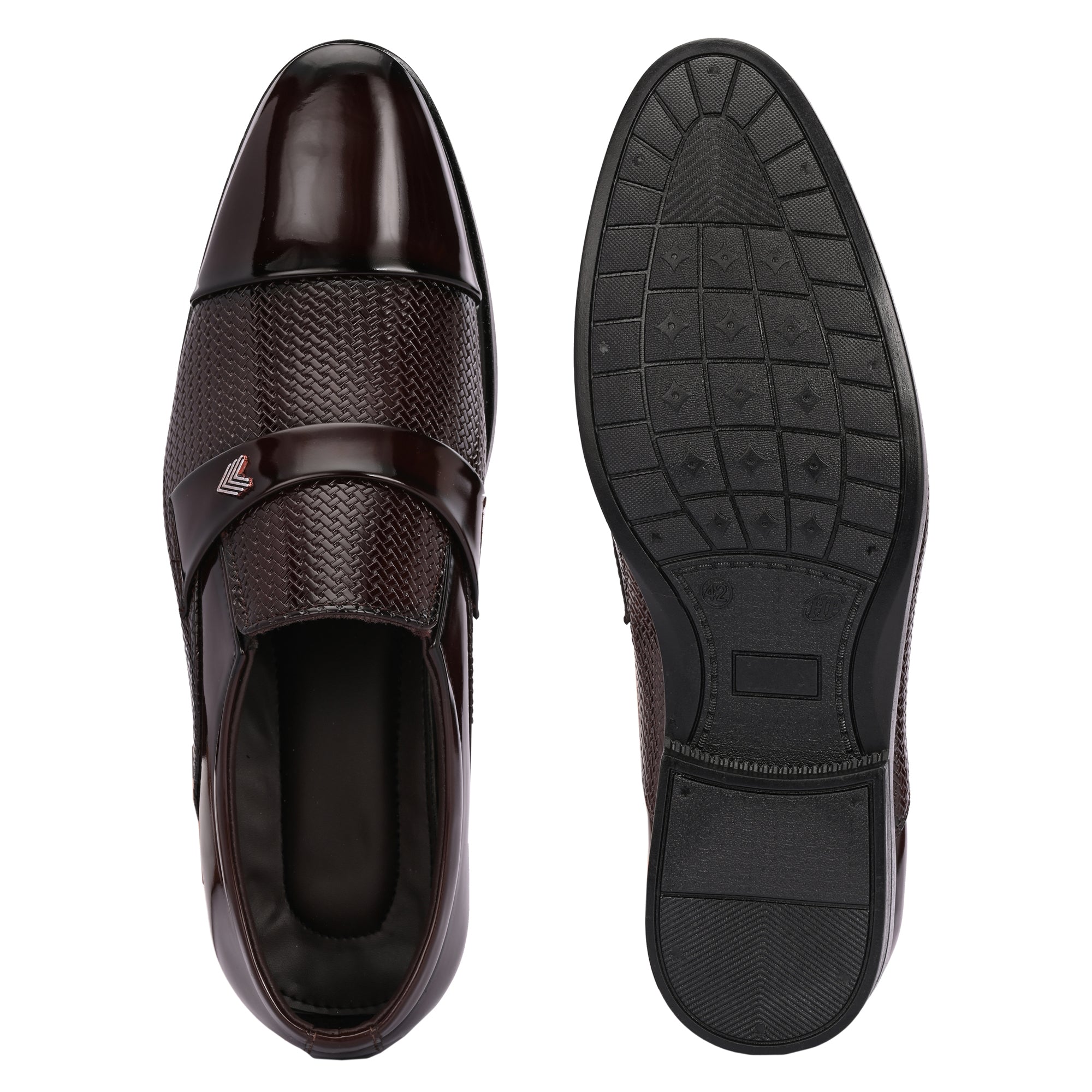 DYXX Brown Patent Slip-On Formal Shoe – Premium Men's Office Wear